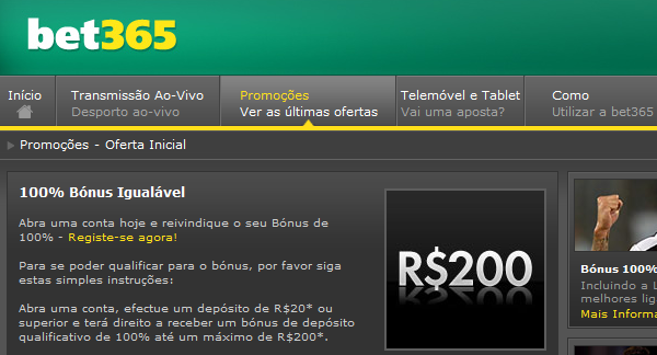 Bônus de R$200 oferecido pelo site de apostas Bet365 para a Copa do Mundo